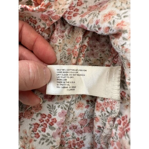 Roolee Womens‎ Pink Blouse XL long sleeve elastic floral pullover round neck - Picture 4 of 6